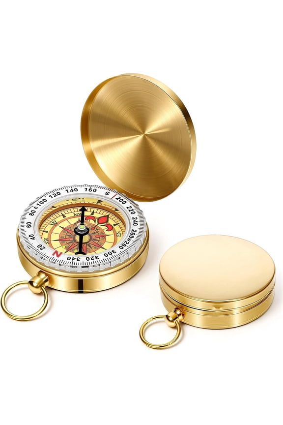 Brass Compass for Hiking, Pocket Compass with Keychain Loop Gold | Large Dial, Pocket Compass, Keychain Loop, Camping Survival Navigation Tool, For Teen Scouts Men Outdoor