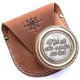 thumbnail image 1 of Brass Compass Not All Who Wander are Lost Engraved Pirates Compass Magnetic Navigation Instrument with Leather Case, 1 of 4