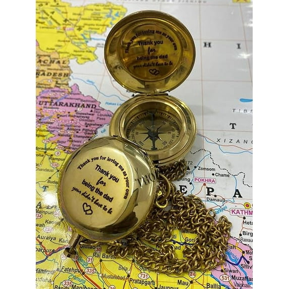 Brass Compass Push Button Thank You for Being Dad Engraved Gifts for Boys Inspirational Gifts for Woman Sentimental Gifts Christian Catholic Communion Confirmation Brass Compass