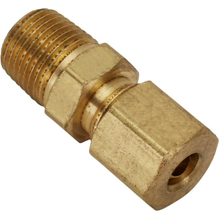 Brass Compression Fitting, 3/16 Tube to 1/8 NPT, Straight