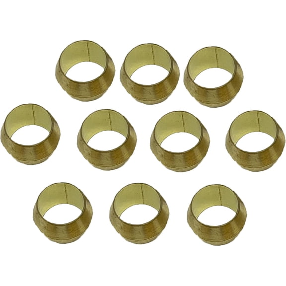 Brass Compression Fitting Ferrule Sleeve Tube Fitting (1/4" Tube OD) Air Condition Refrigeration- Anillo de Compresion Para Tuberia 10PK