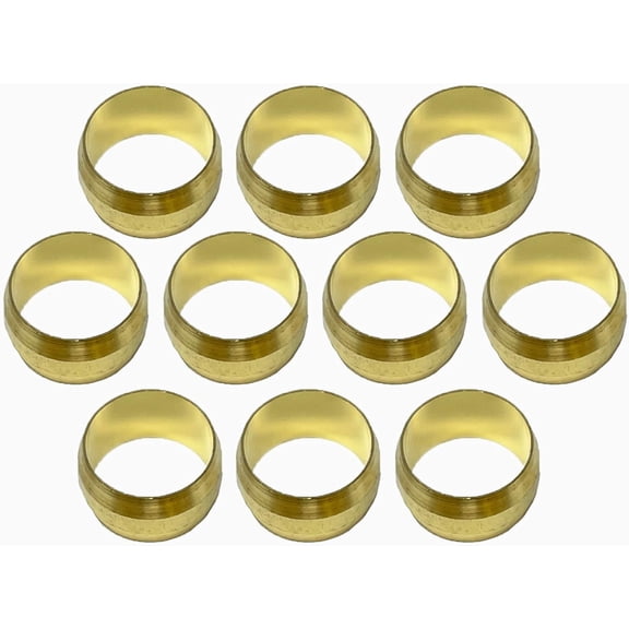 Brass Compression Fitting Ferrule Sleeve Tube Fitting (3/4" Tube OD) Air Condition Refrigeration- Anillo de Compresion Para Tuberia 10PK