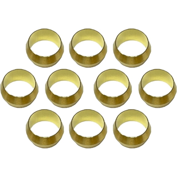 Brass Compression Fitting Ferrule Sleeve Tube Fitting (3/8" Tube OD) Air Condition Refrigeration- Anillo de Compresion Para Tuberia 10PK