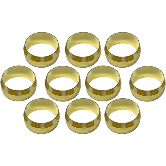 Brass Compression Fitting Ferrule Sleeve Tube Fitting (5/8" Tube OD) Air Condition Refrigeration- Anillo de Compresion Para Tuberia 10PK