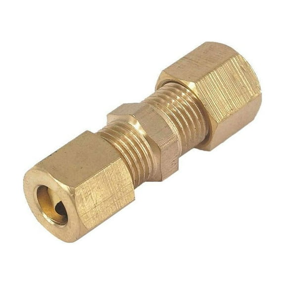 Brass Compression Fitting Straight Union Connector, 3/16" OD, Rust & Corrosion Resistant