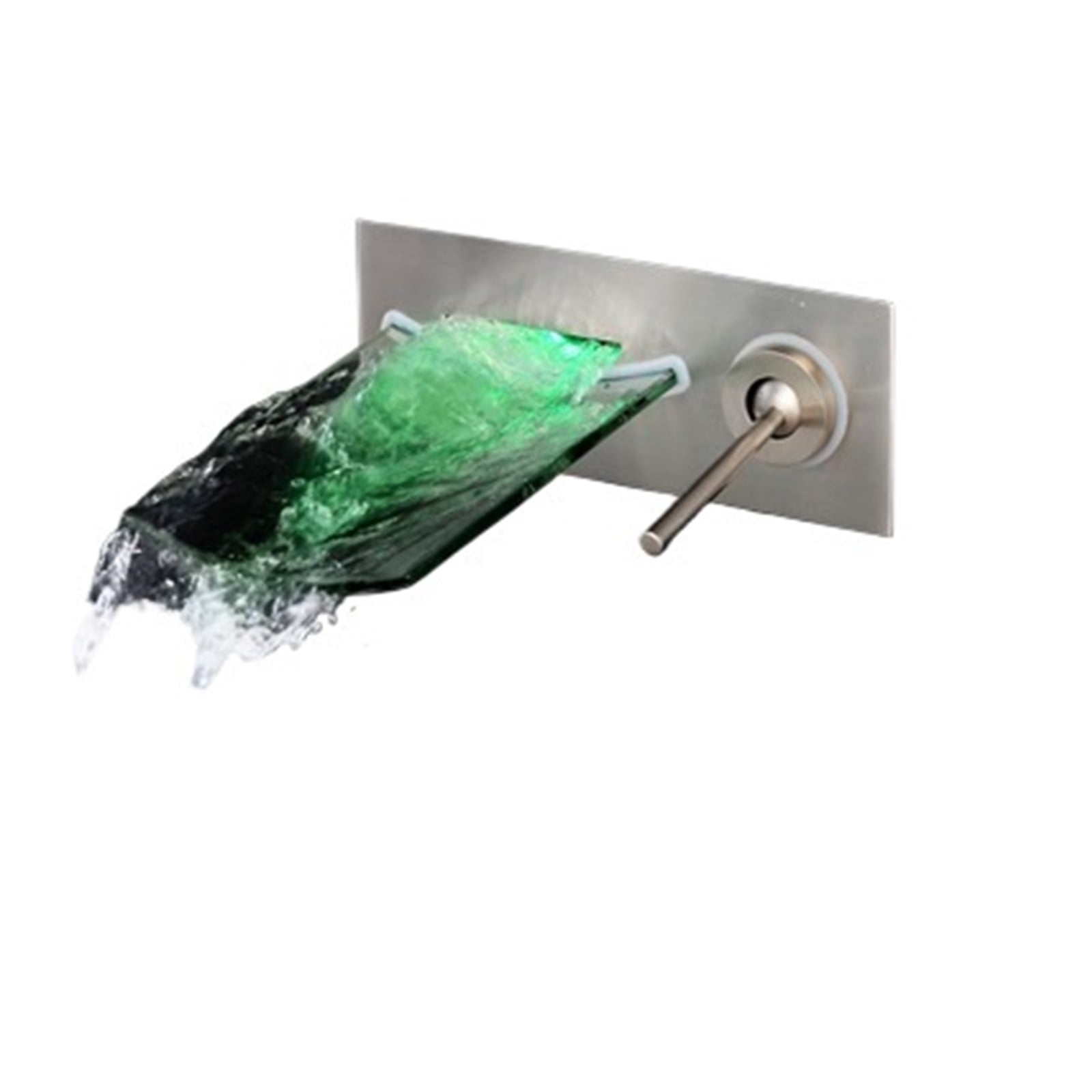 Brass Concealed s Wall Mount Waterfall Bathroom Sink Mixer Tap, Brushed