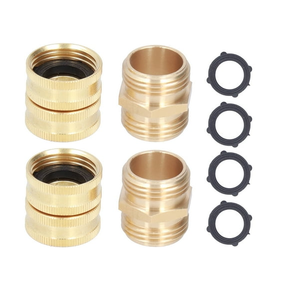 Brass Connector, Hose Adapter 2 Pairs 3/4in With Washer For Garden For Washing Machine For Laundry For Worker