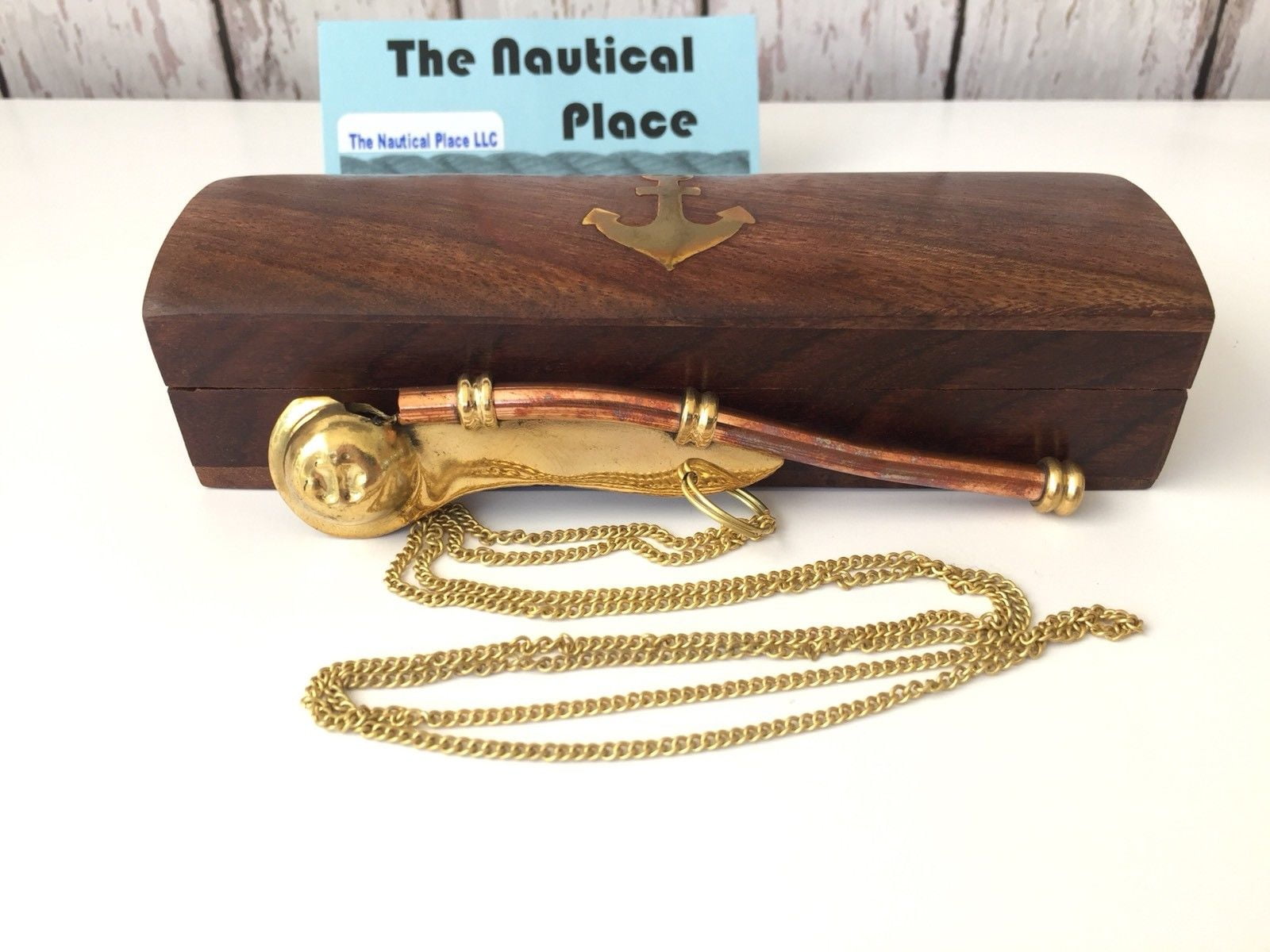 Brass / Copper Boatswain Whistle w Chain & Box - Bosun Call Pipe - Navy  Captain - Old Vintage Style - Nautical Maritime 