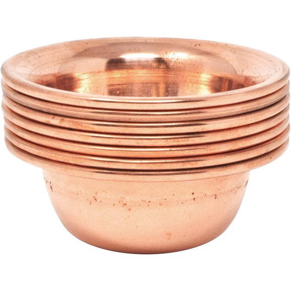Brass Copper Offering Bowl Set of 7 Tibetan Buddhist Alar Supplies for Meditation Yoga Burning Incense Ritual Smudging Decoration 3.25 Inches Copper Tone