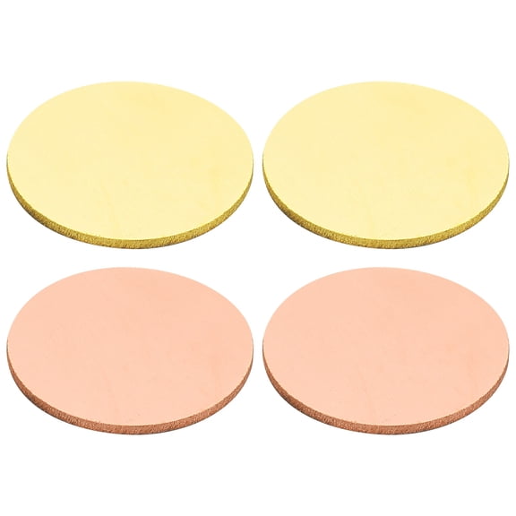 Brass Copper Sheets, 0.79x0.03" Brass Copper Round Plate for Craft, 4 Pcs