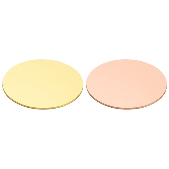 Brass Copper Sheets, 1.57x0.03" Brass Copper Round Plate for Craft, 2 Pcs
