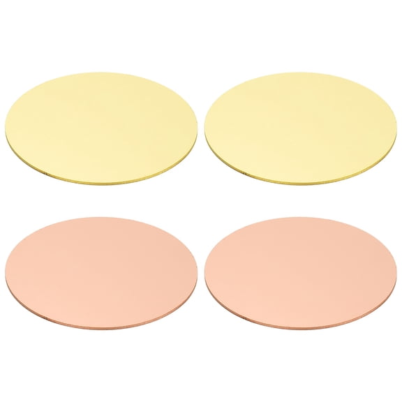 Brass Copper Sheets, 2.36x0.04" Brass Copper Round Plate for Craft, 4 Pcs