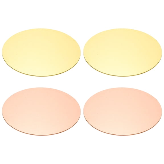 Brass Copper Sheets, 3.54x0.03" Brass Copper Round Plate for Craft, 4 Pcs