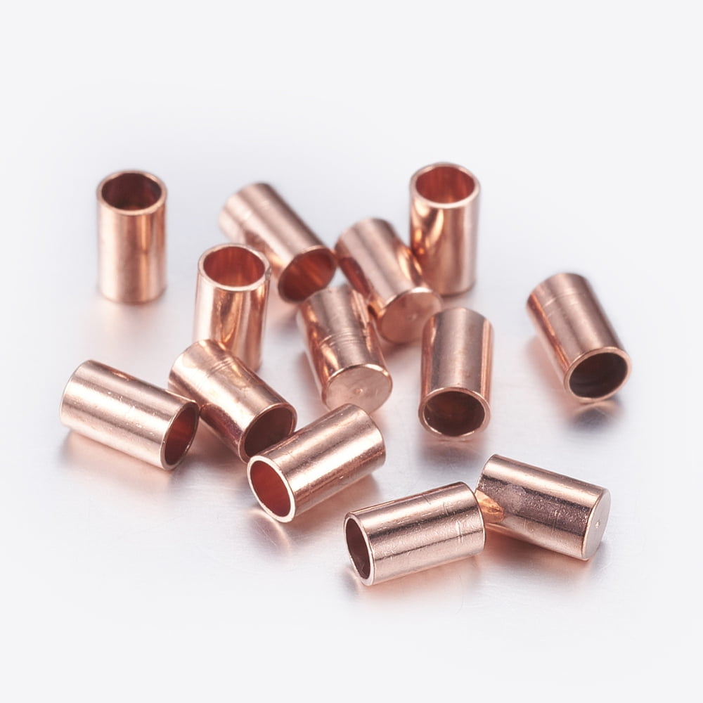 Brass Cord Ends End Caps Column Rose golden 5x3mm Inner Diameter: 2mm