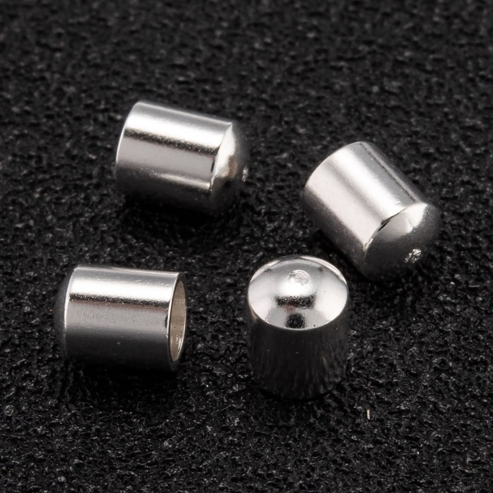 Brass Cord Ends End Caps Long-Lasting Plated 925 Sterling Silver Plated 5x4mm Inner Diameter: 3mm