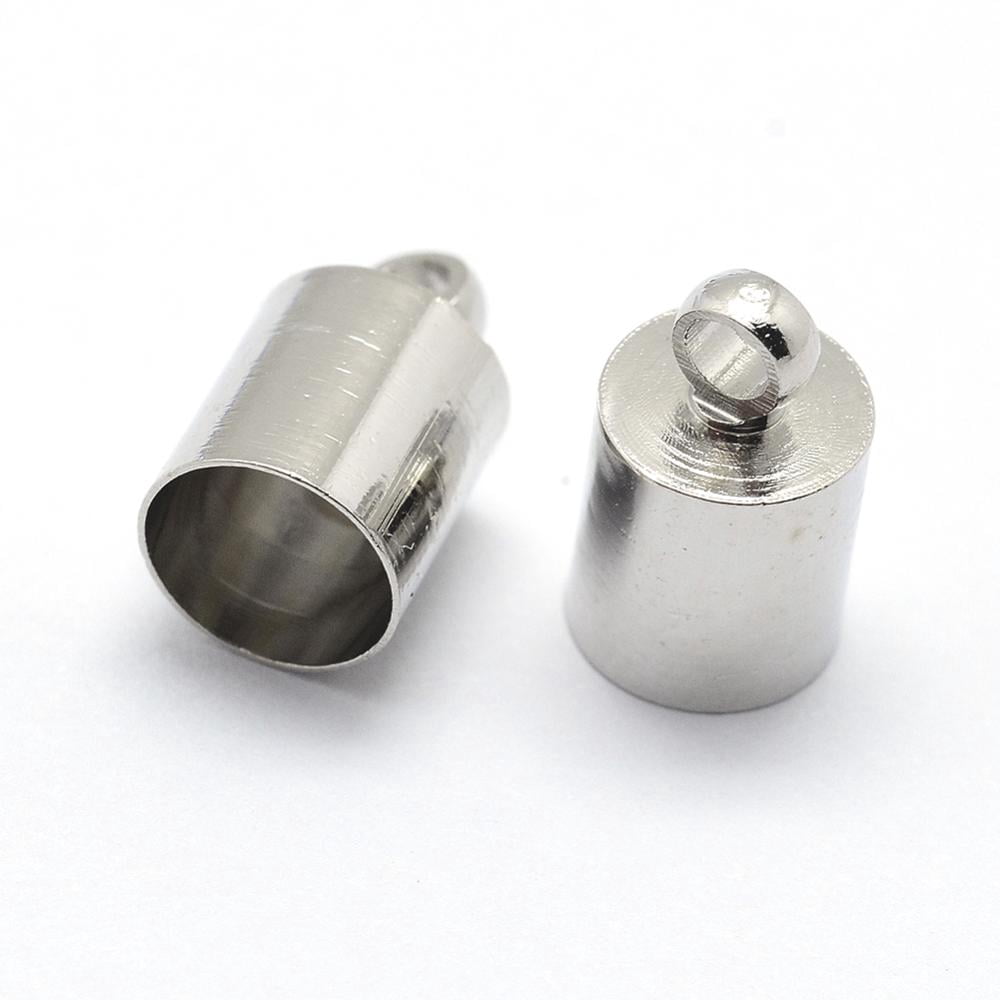 Brass Cord Ends End Caps Platinum 10x5mm Hole: 1mm Inner Diameter: 4.5mm