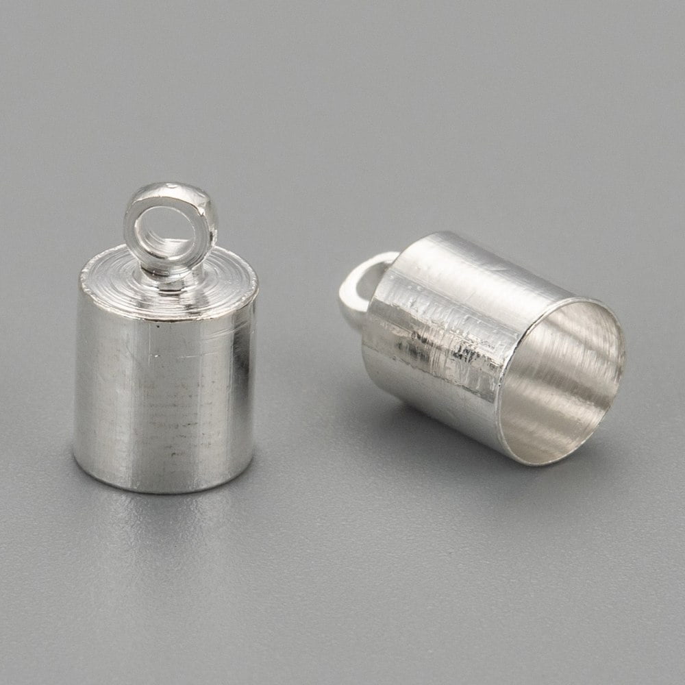 Brass Cord Ends Nickel Free Silver Color Plated 9.5x6mm Hole: 1.1mm 5.5mm inner diameter