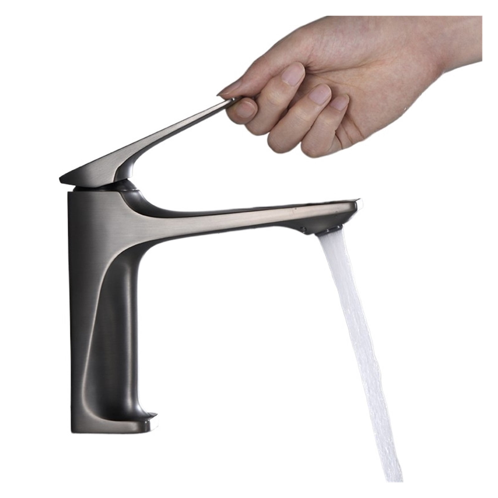 Brass Core Modern Bathroom Sink Faucet, Single Handle Deck Mounted Wash ...