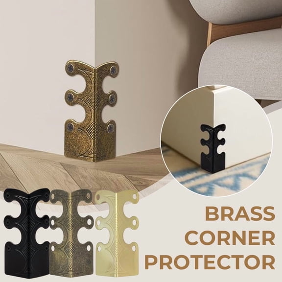 Brass Corner Protector Iron Sheet Corner Protector for Furniture and Walls, Heavy Duty Decorative Edge Guard for Impact Protection, Perfect for Home Office and Commercial Use
