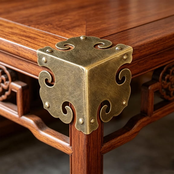 Set of 4 Brass Corner Protectors – Antique Gold Hardware 3-Sides Full Corner Guard for Desk, Wooden Jewelry Box, Cabinet, Furniture