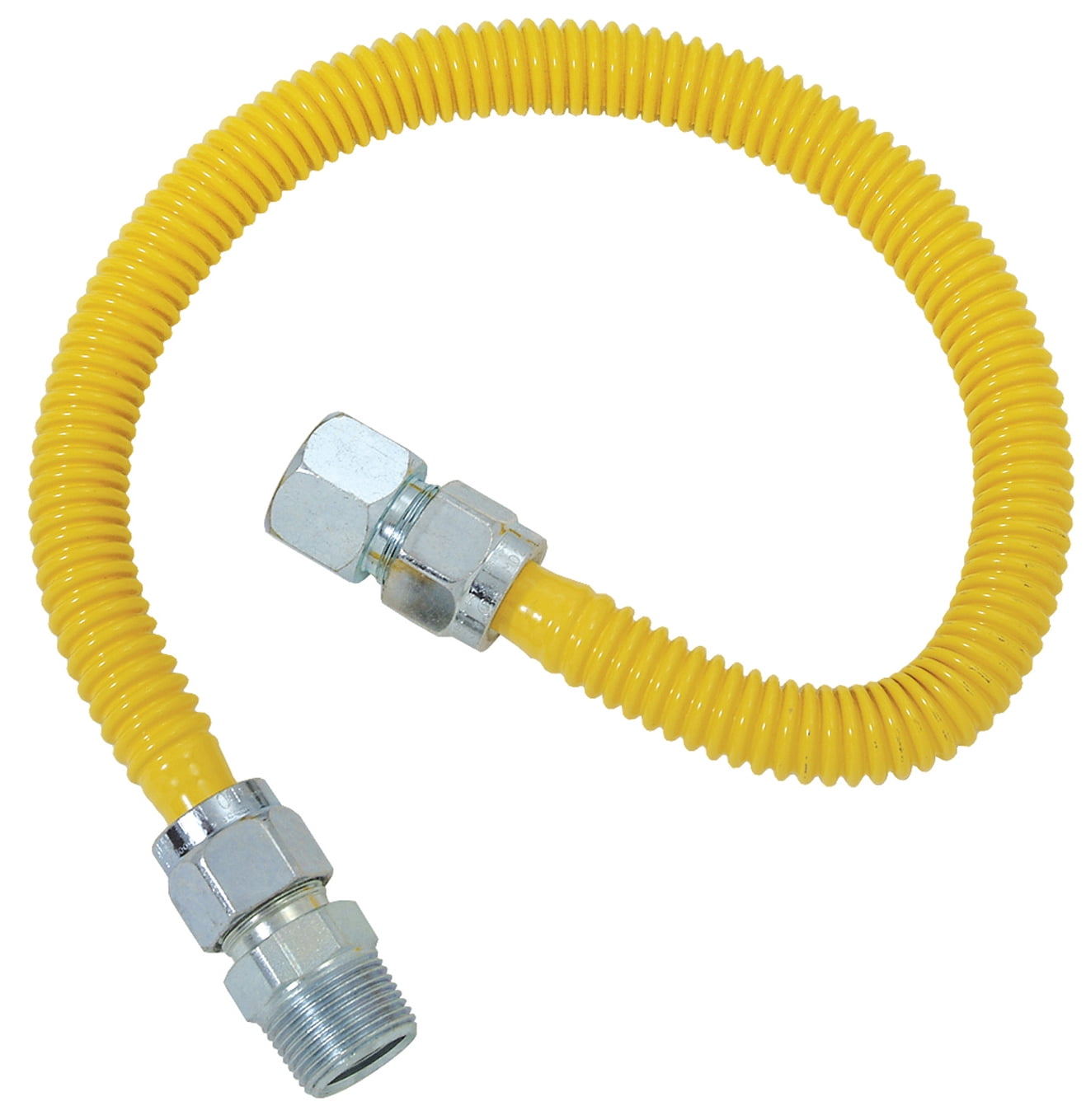 48" Yellow Polymer-Coated Stainless Steel Gas Connector