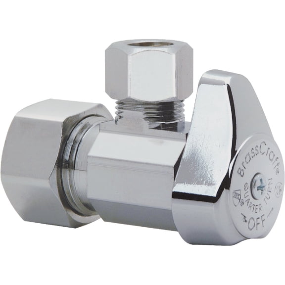 Brass Craft G2CR19X CD Chrome 1/4 Turn Angle Stop Valve, 5/8 x 3/8-In.