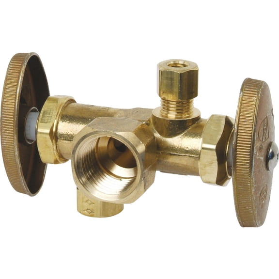 Brass Craft Mfg Co BrassCraft 1/2 In. FIP Inlet x 3/8 In. OD Compression Outlet Dual Outlet Shut-Off Valve - Pack of 8