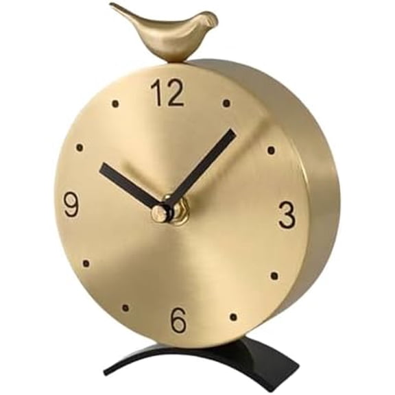 Brass Creative Clock - Silent Non-Ticking Desk Clock, Elegant Home & Office Decorative Clock, Vintage Brass Table Clock, Gift Idea for Housewarming & Birthday$$Home Decor, Kitchen, & Other