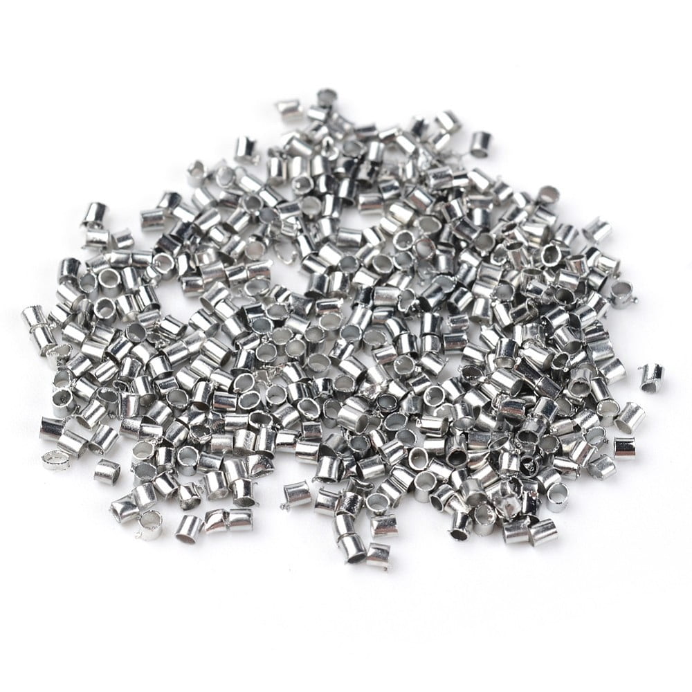 Brass Crimp Beads Cadmium Free Lead Free Tube Platinum 1.5x1.5mm Hole: 1mm