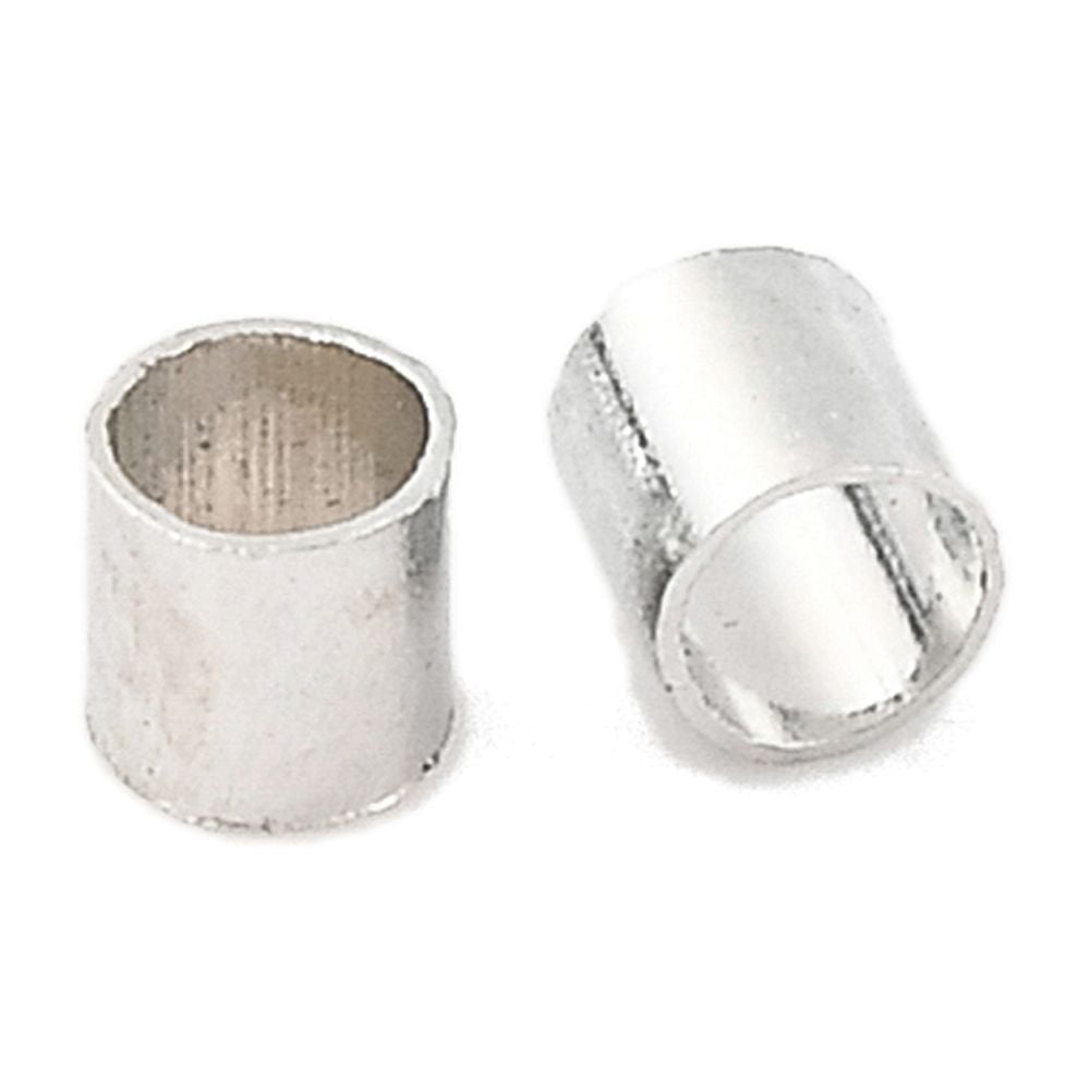 Brass Crimp Beads Cadmium Free & Lead Free Tube Platinum color 2mm wide 2mm long hole: 1.5mm