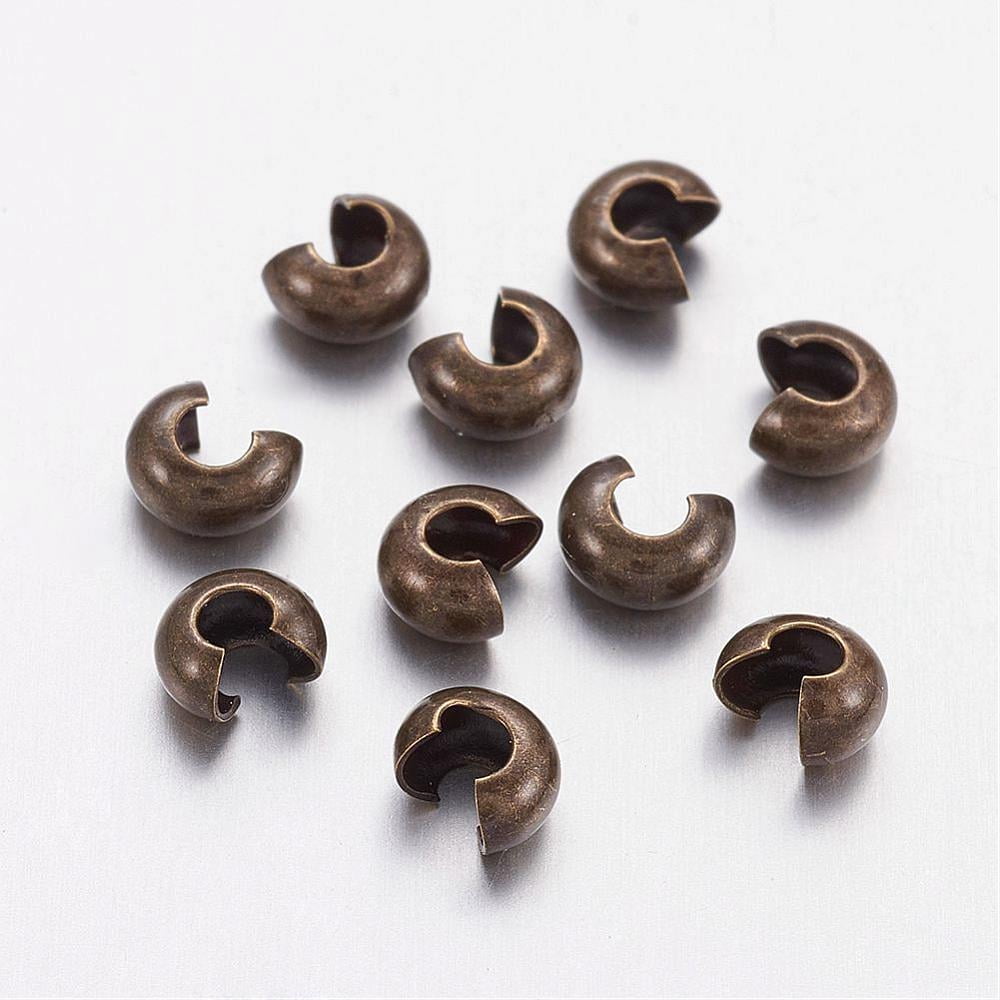 Brass Crimp Beads Covers Nickel Free Antique Bronze Color Size: About 4mm In Diameter Hole: 1.5~1.8mm