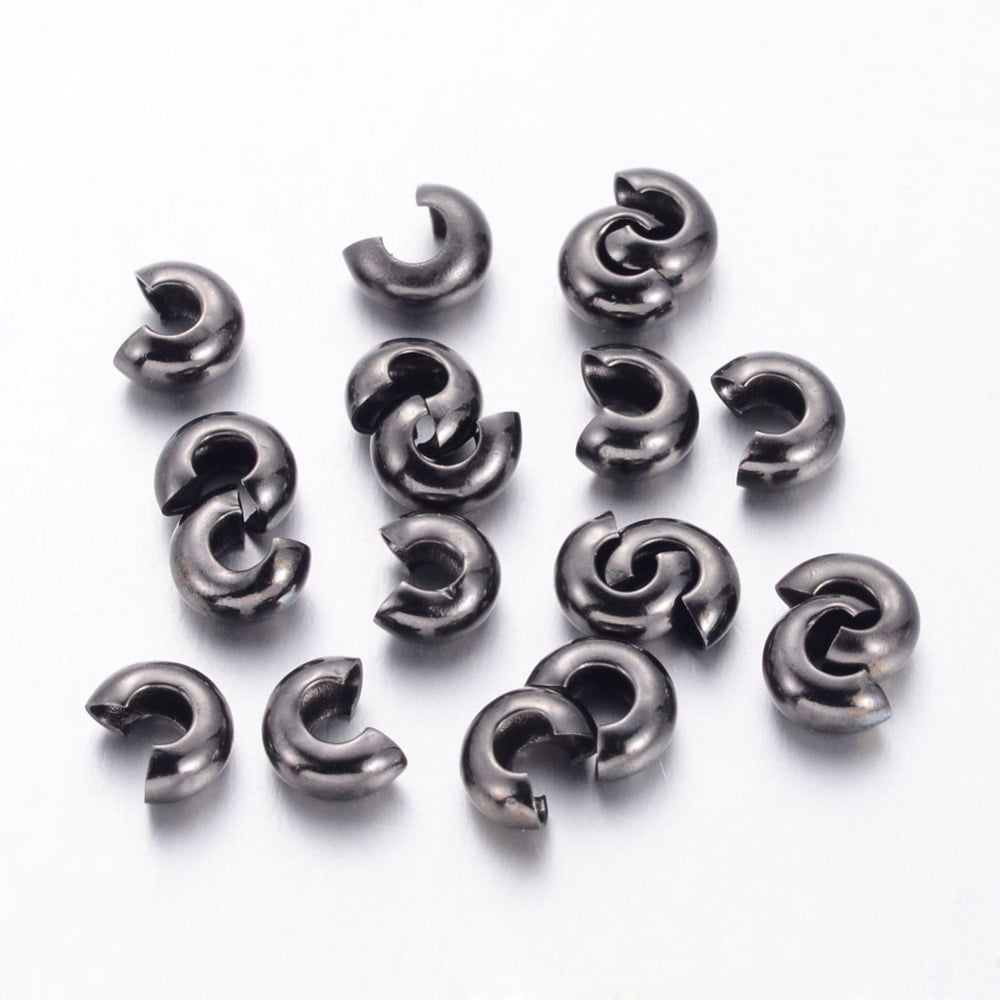 Brass Crimp Beads Covers Nickel Free Gunmetal Size: 4mm In Diameter Hole: 1.5-1.8mm