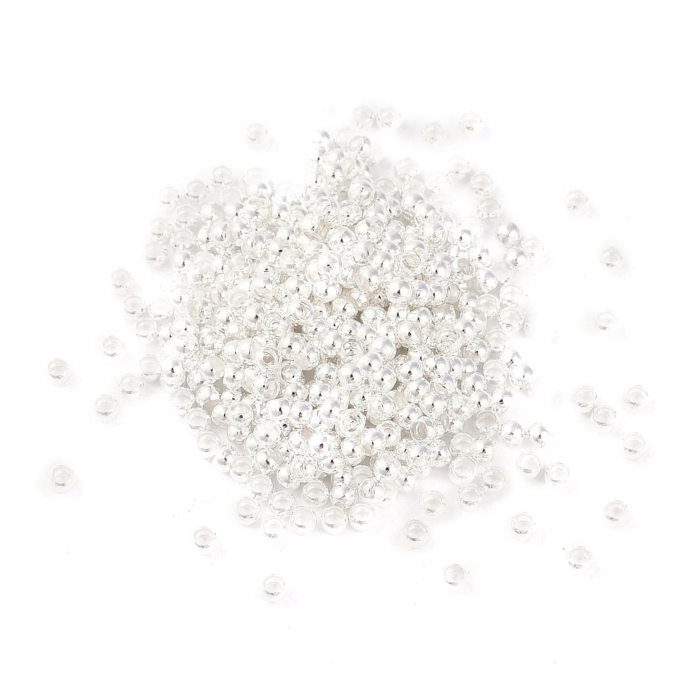 Brass Crimp Beads Rondelle 925 Sterling Silver Plated 2.5x2.5x2mm Hole: 1.6mm Silver
