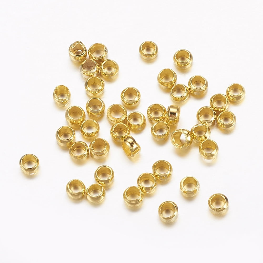Brass Crimp Beads Rondelle Golden 2.5mm in diameter hole: 1.2mm
