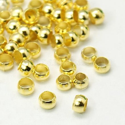 Brass Crimp Beads Rondelle Golden 3mm Hole: 2mm