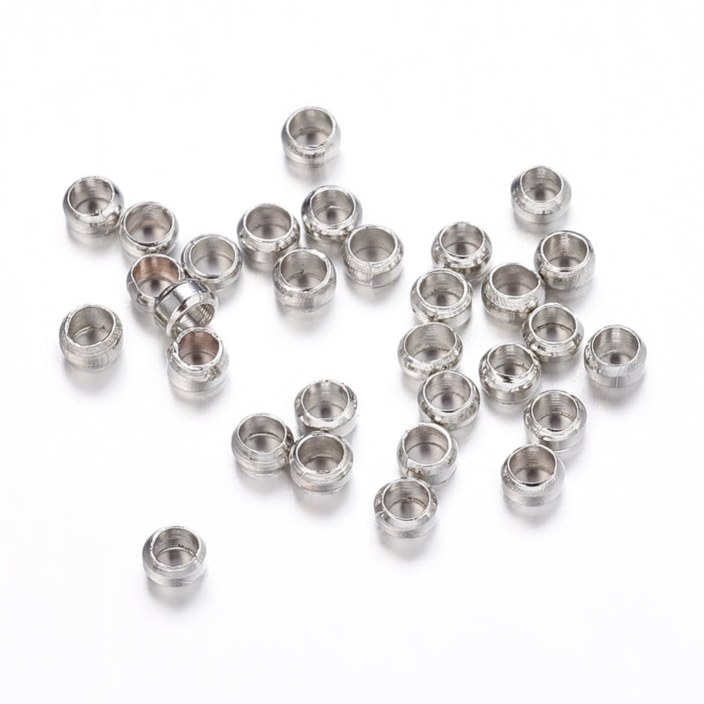 Brass Crimp Beads Rondelle Platinum 2.5mm in diameter hole: 1.2mm diy