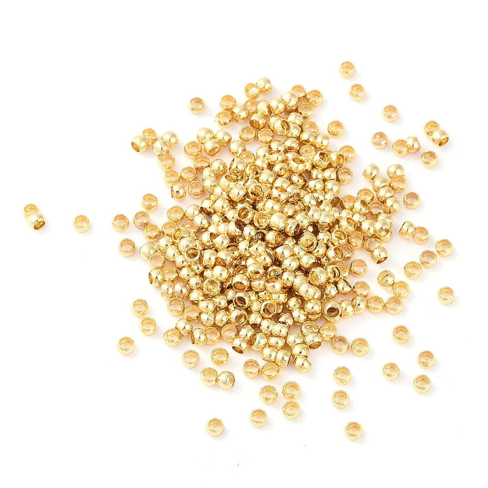 Brass Crimp Beads Rondelle Real 18K golden Plated 2.5x2.5x2mm Hole: 1.6mm