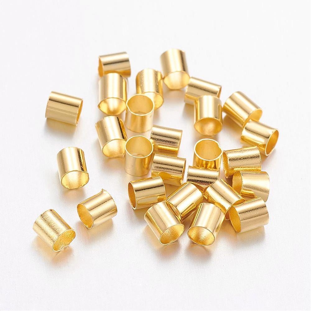 Brass Crimp Beads Tube Cadmium Free Nickel Free Lead Free Golden 3x3mm Hole: 2.5mm
