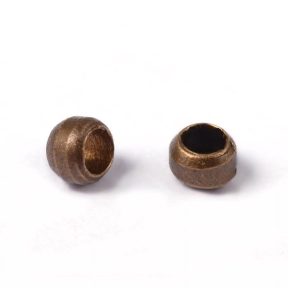 Brass Crimp End Beads Rondelle for Jewelry Findings Cadmium Free & Nickel Free & Lead Free Antique Bronze color about 2mm diameter Hole: 1.2mm