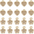 thumbnail image 1 of Brass+Cubic Zirconia 20 Pcs Light Gold Cubic Zirconia Charms Real 18K Gold Plated Heart and Flower 2 Styles Charm Pendants Brass Pendants for Necklace Bracelet, 1 of 7