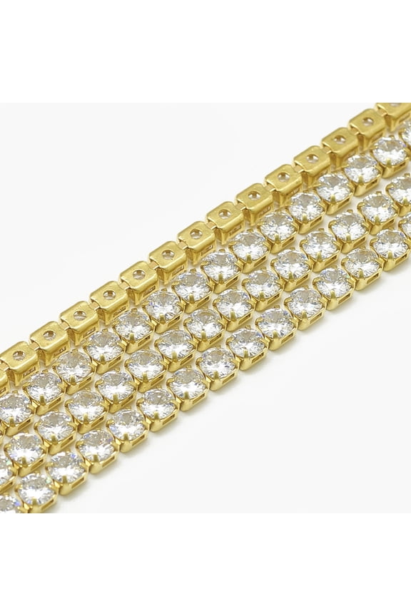 Brass Cubic Zirconia Chains Cubic Zirconia Cup Chain Lead Free & Nickel Free Raw(Unplated) 1.5mm about 9.35 Feet(2.85m)/bundle 1440pcs/bundle