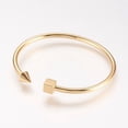 thumbnail image 1 of Brass Cuff Bangle Real 18K Gold Plated 2 inchx2-1/4 inch(51x57mm), 1 of 2