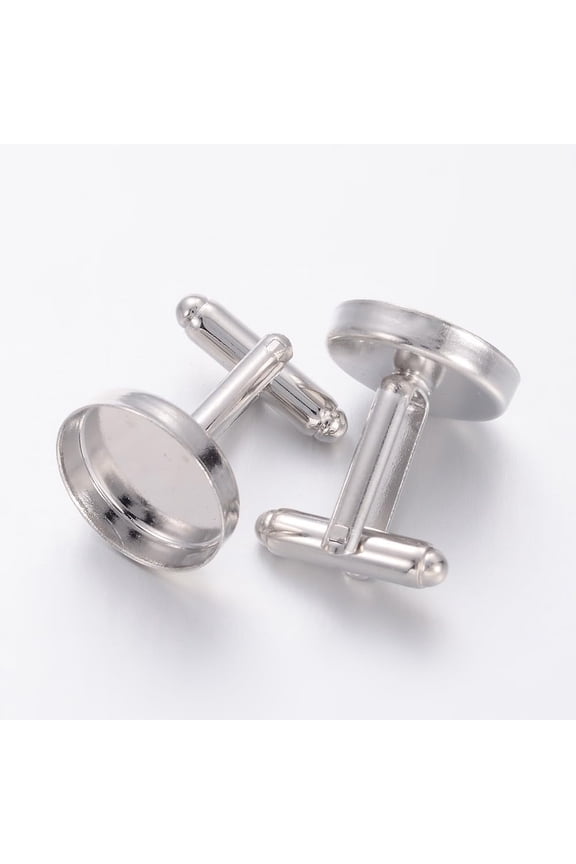 Brass Cuff Button Cufflink Findings for Apparel Accessories Platinum Color 21x18mm DIY