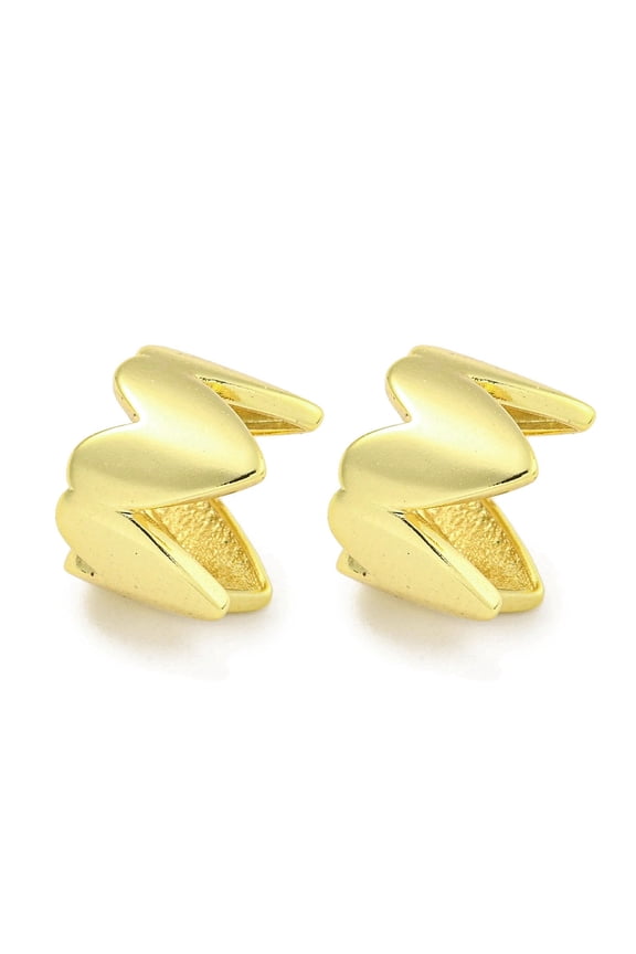 Brass Cuff Earrings Heart for Women Real 18K golden Plated 12x9.5mm DIY