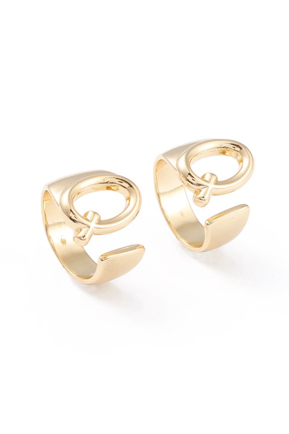Brass Cuff Rings Open Rings Long-Lasting Plated Real 18K Gold Plated Letter.Q Size 6 17mm