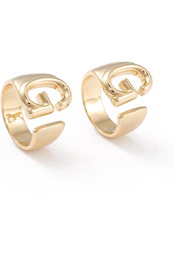 Brass Cuff Rings Open Rings Long-Lasting Plated Real 18K golden Plated Letter.G Size 6 17mm
