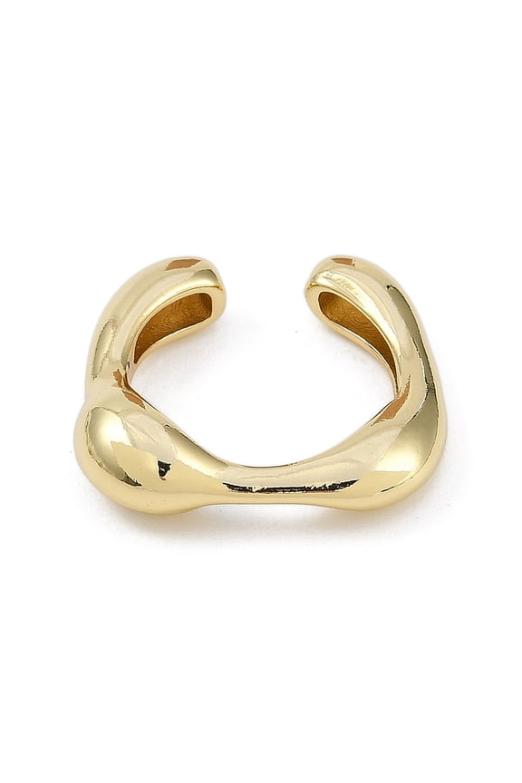 Brass Cuff Rings Wide Band Rings for Women Real 18K golden Plated Twist Wave 7mm