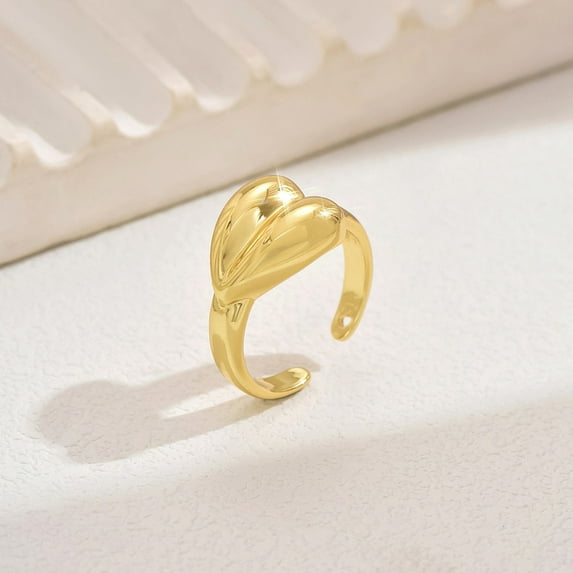 Brass Cuff Rings for Women Heart Inner Diameter: 16mm~18mm