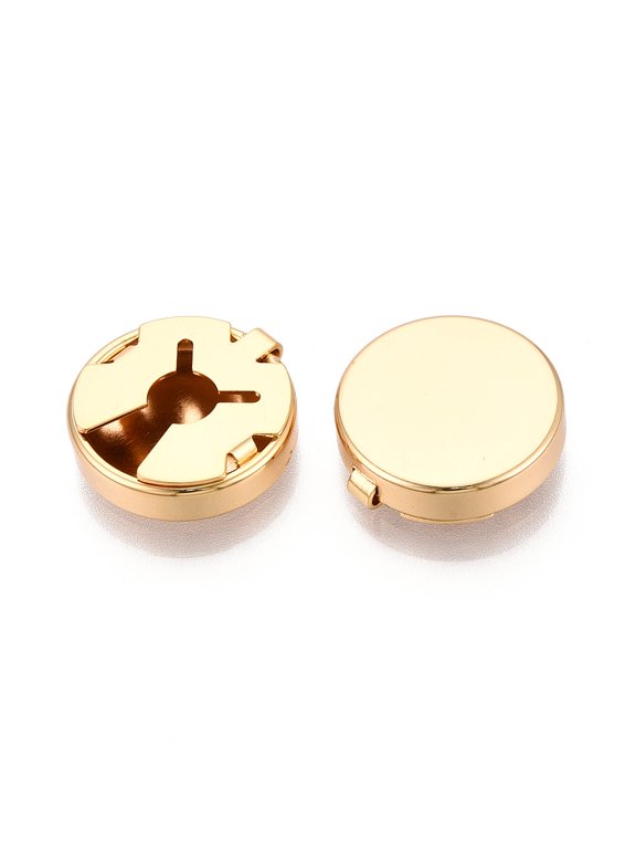 Brass Cufflinks Flat Round Cadmium Free Nickel Free Lead Free Real 18K Gold Plated 17.6x4.7mm