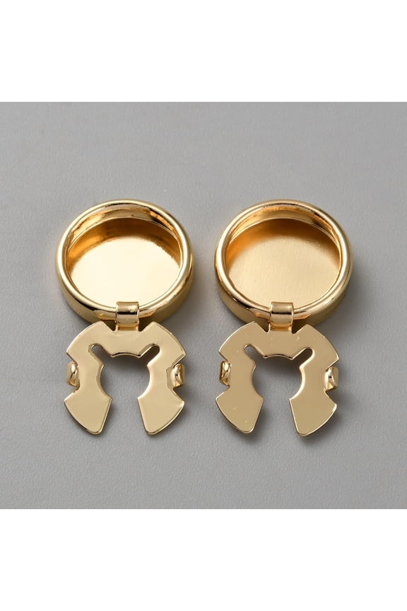 Brass Cufflinks Flat Round Golden 28x15.3x4mm